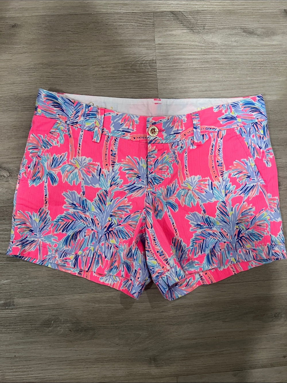 Lilly Pulitzer Neon Pink Palm-Print The Callahan Shorts Size 10